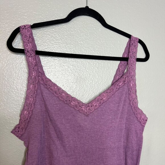 Maurices Cami‎ Tank Top Womens Size 2X Lace Trim Ribbed Purple Y2K Fairy - Picture 4 of 8